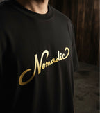 Nomadic Luxe Script Tee – Black & Gold Edition