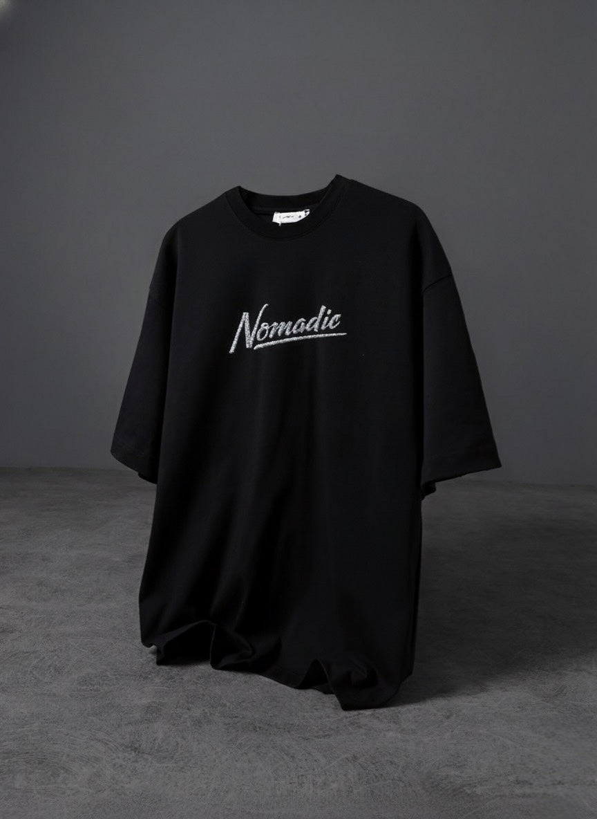Nomadic Diamond Script Tee – Noir Edition