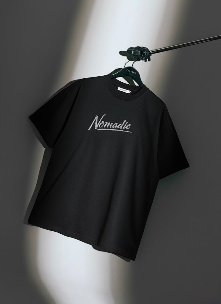 Nomadic Diamond Script Tee – Noir Edition
