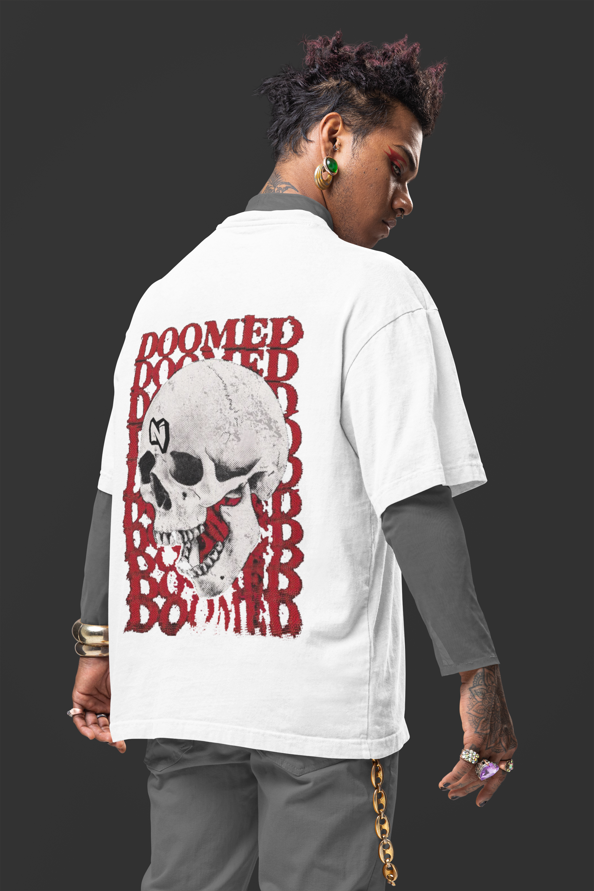 Doomed Skull Oversized Tee