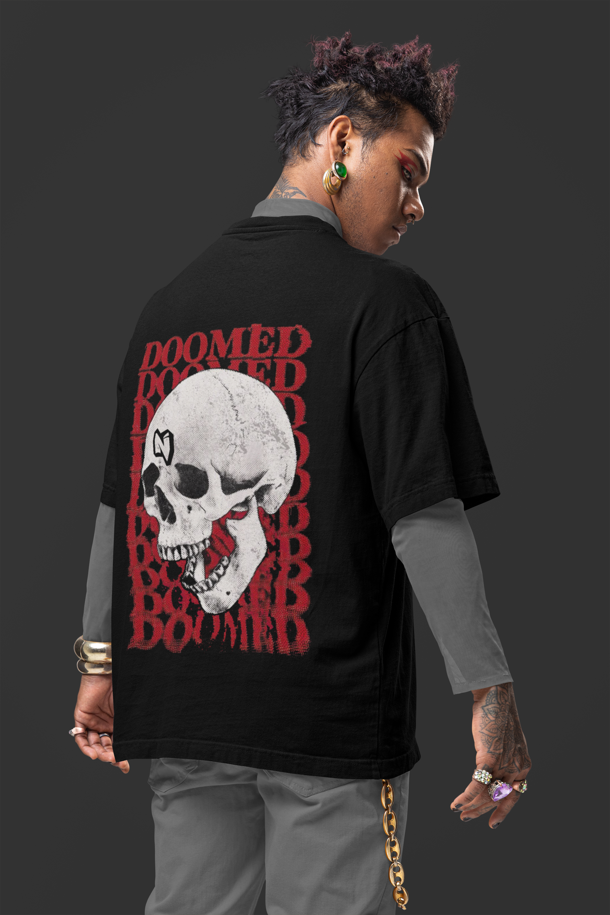 Doomed Skull Oversized Tee