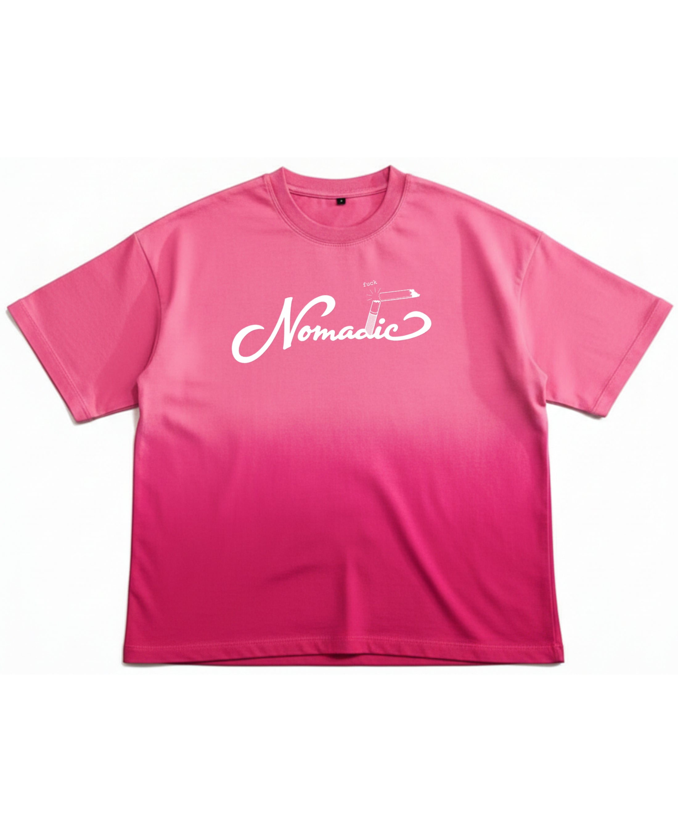Pink Sunfade Ombré Wash Boxy Fit T-shirt Front Design