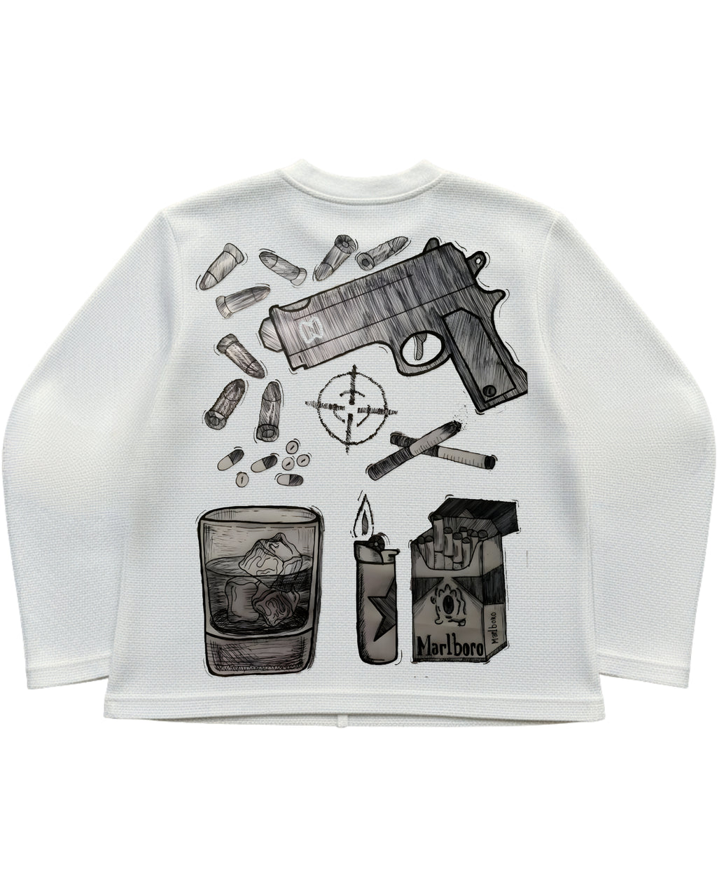 Off-white waffle knit oversized full-sleeve Back Design