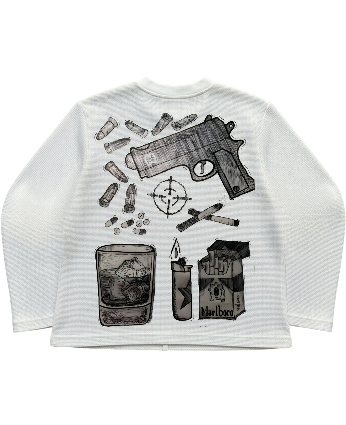Off-white waffle knit oversized full-sleeve Back Design