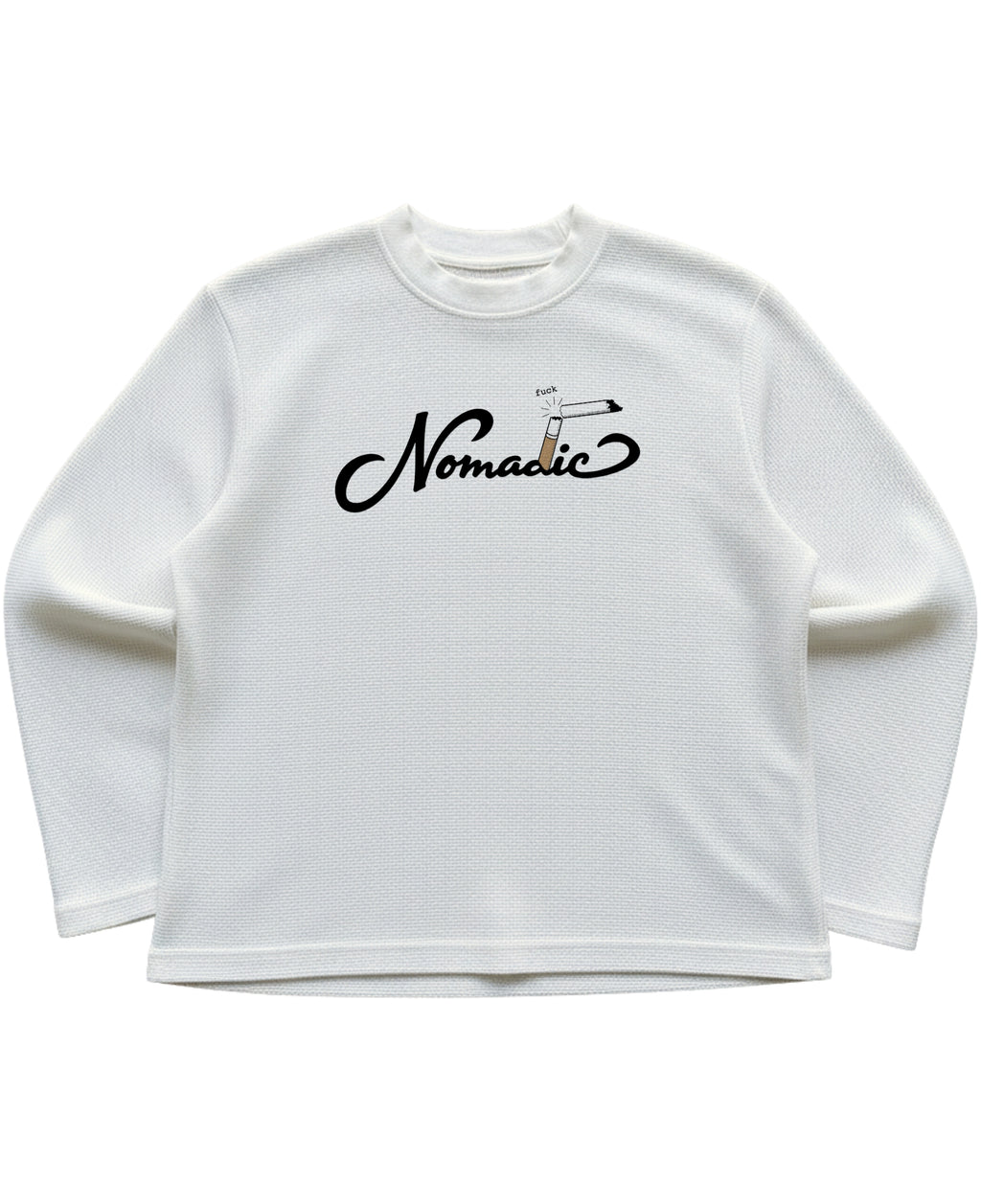 Off-white waffle knit oversized full-sleeve Front Design