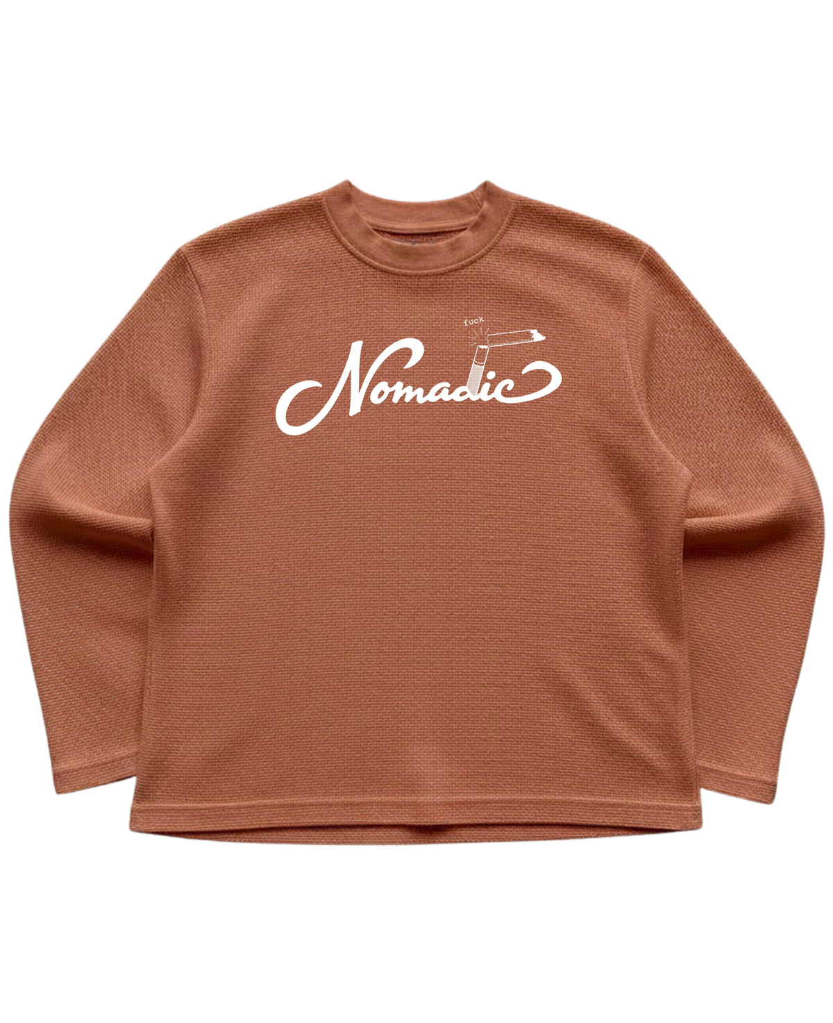 Brown waffle knit oversized full-sleeve Front Design